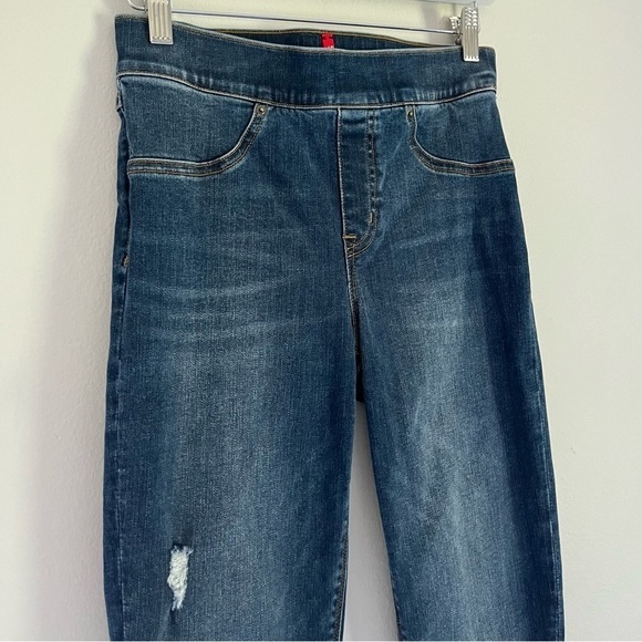 Spanx Women’s Distressed Ankle Skinny Jeans Medium Wash Blue Size Small - Picture 9 of 13